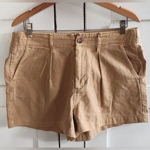 NWT Double Zero Men's Khaki Tan Lightweight Denim Pleated Shorts | Medium